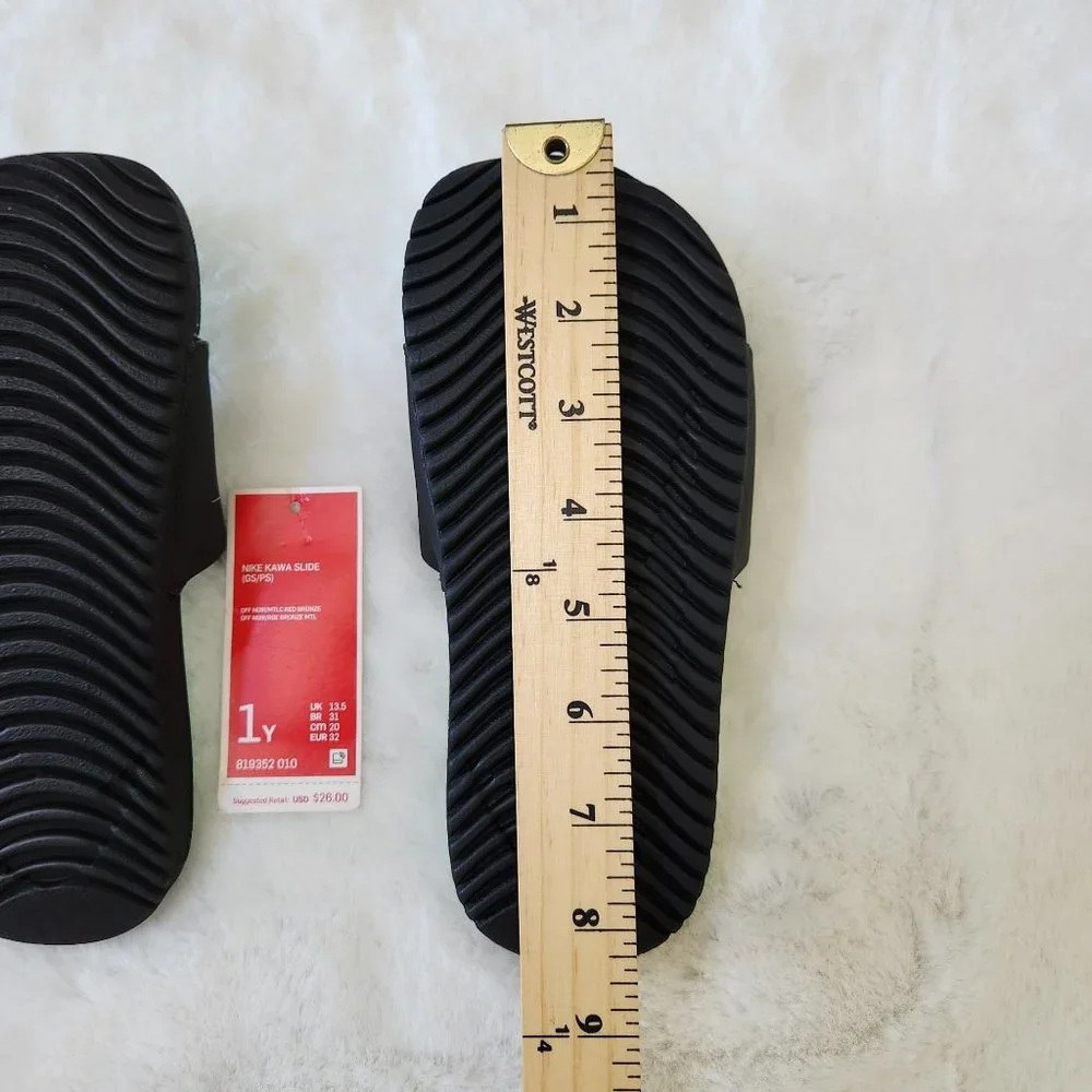 Nike Kawa Slide 819352 010 Unisex Kids  Black/Bronze Size 1Y NWT